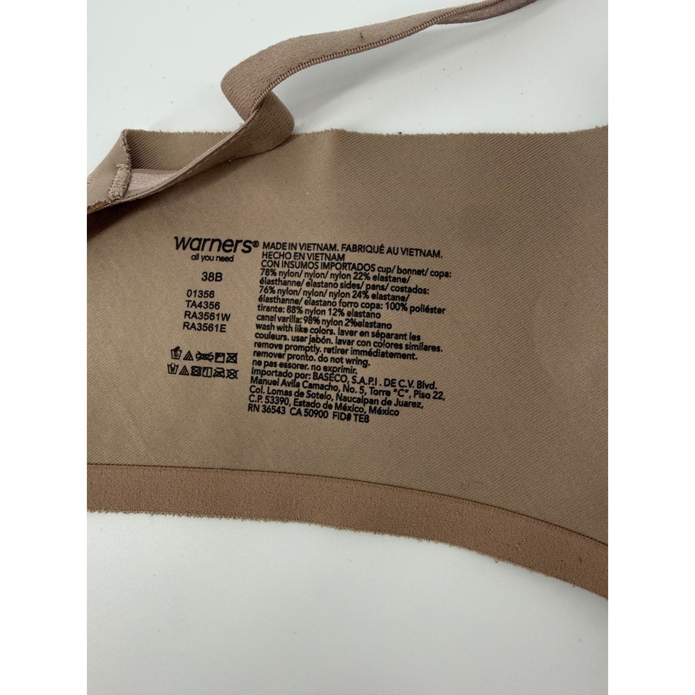 Warners This Is Not A Bra Underwire T-Shirt Bra Tan Nude 38B RA3561E - Picture 5 of 5